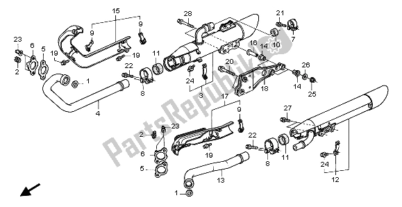 Tutte le parti per il Silenziatore Di Scarico del Honda VTX 1300S 2003