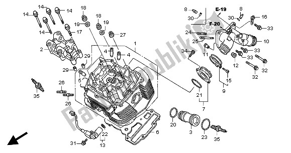 All parts for the Front Cylinder Head of the Honda VTX 1800C 2004