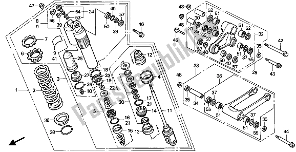 All parts for the Rear Cushion of the Honda CR 250R 1992