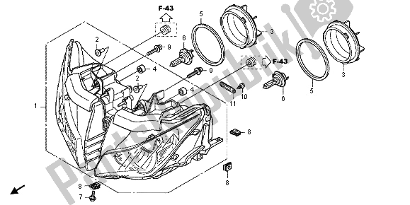 All parts for the Headlight of the Honda CBR 1000 RA 2012