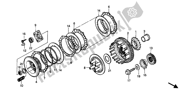 Todas las partes para Embrague de Honda VT 600 CM 1991