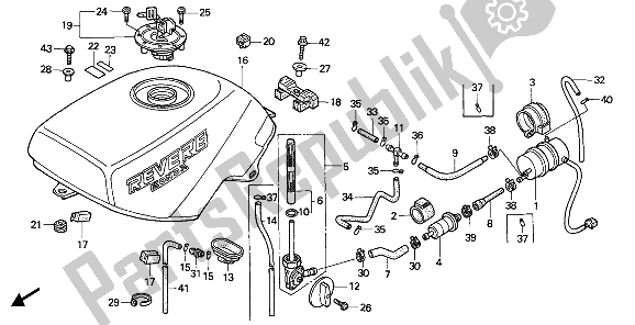 All parts for the Fuel Tank of the Honda NTV 650 1988