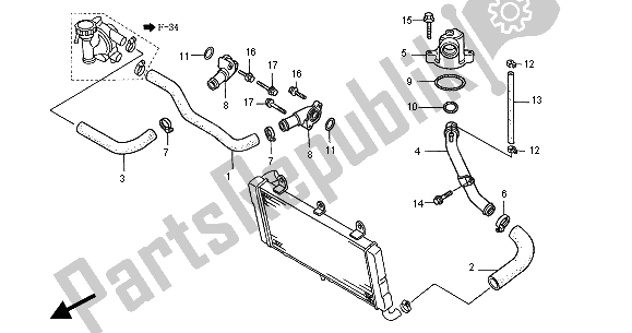 Todas las partes para Tubería De Agua de Honda ST 1100A 2000