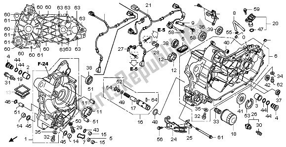 All parts for the Crankcase of the Honda NSS 250A 2009