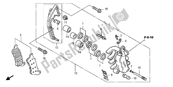 All parts for the L. Front Brake Caliper of the Honda CBF 1000 FS 2012