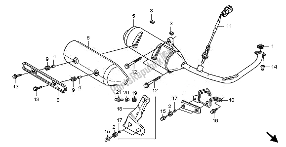 All parts for the Exhaust Muffler of the Honda FES 125 2008