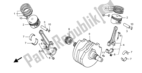 Todas las partes para Cigüeñal Y Pistón de Honda NT 650V 2002