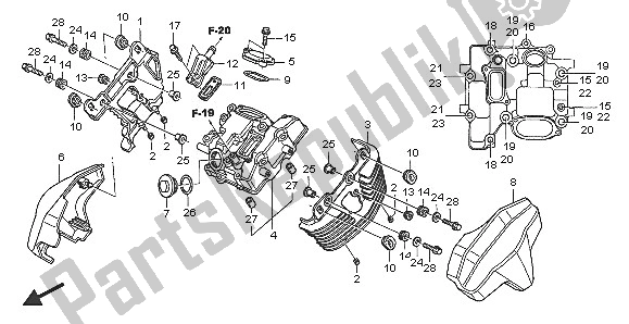 Todas las partes para Tapa De Culata Delantera de Honda VTX 1300S 2005