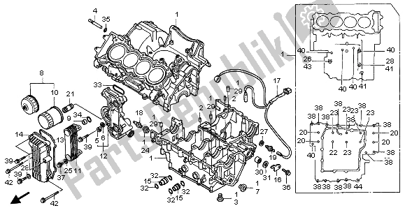 All parts for the Crankcase of the Honda CBR 600F 1997
