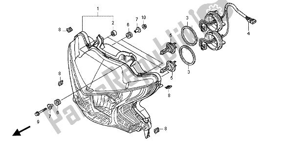 All parts for the Headlight of the Honda VFR 1200 FD 2013