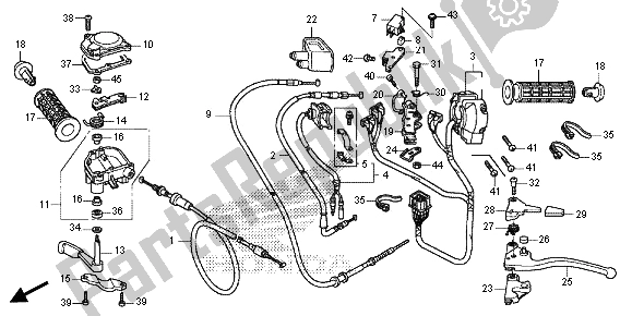 All parts for the Handle Lever & Switch & Cable of the Honda TRX 420 FE Fourtrax Rancher 4X4 ES 2013