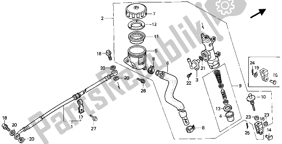 Todas las partes para Cilindro Maestro Del Freno Trasero de Honda CBR 1000F 1988