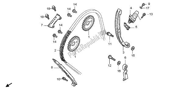 Alle onderdelen voor de Nokkenketting & Spanner van de Honda CBR 600 RR 2006