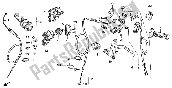 Alle onderdelen voor de Handvat Hendel & Schakelaar & Kabel van de Honda CR 125R 2007