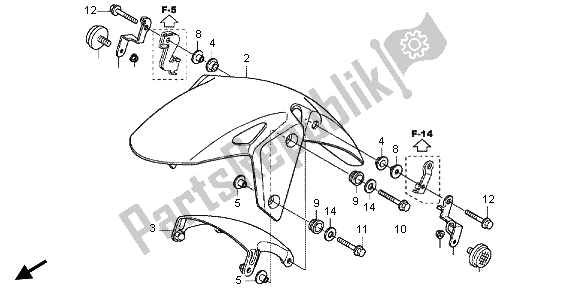 Tutte le parti per il Parafango Anteriore del Honda CBR 125R 2013