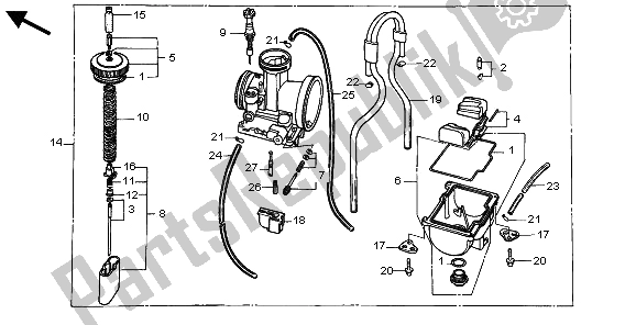 Todas las partes para Carburador de Honda CR 125R 1995