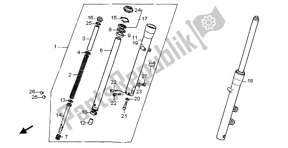 All parts for the Front Fork of the Honda VT 600C 1995