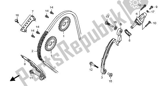 All parts for the Cam Chain & Tensioner of the Honda CBF 600N 2008