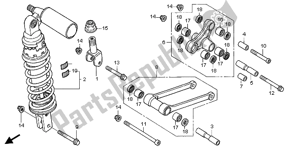 All parts for the Rear Cushion of the Honda VTR 1000 SP 2002