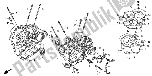 All parts for the Crankcase of the Honda XL 700 VA Transalp 2011