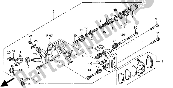 All parts for the Rear Brake Caliper of the Honda TRX 680 FA Fourtrax Rincon 2010