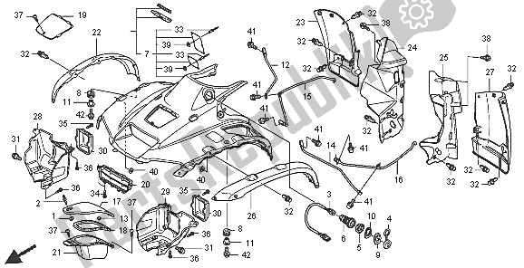 Tutte le parti per il Parafango Anteriore del Honda TRX 500 FA Fourtrax Foreman 2005