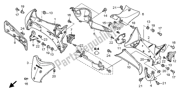 All parts for the Main Pipe Cover & Leg Shield of the Honda ANF 125 2007