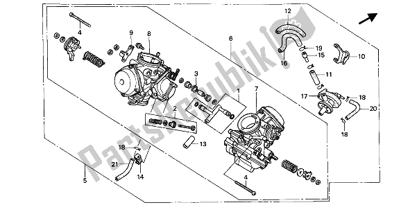 Tutte le parti per il Carburatore (assy.) del Honda VT 1100C 1994