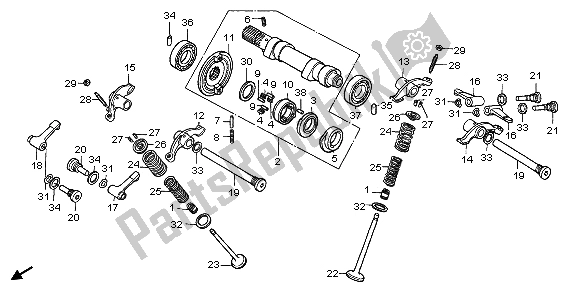 Toutes les pièces pour le Arbre à Cames Et Soupape du Honda FMX 650 2007