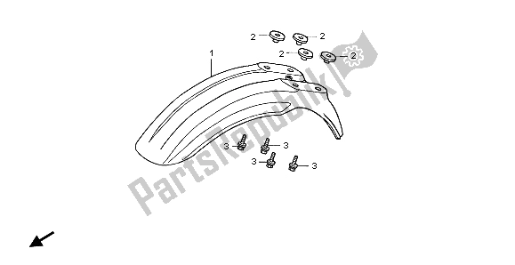 All parts for the Front Fender of the Honda CR 85R SW 2004