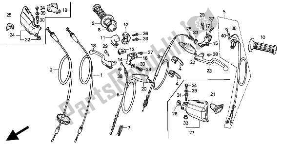 Todas las partes para Manejar Palanca Y Cable E Interruptor de Honda XR 80R 1993