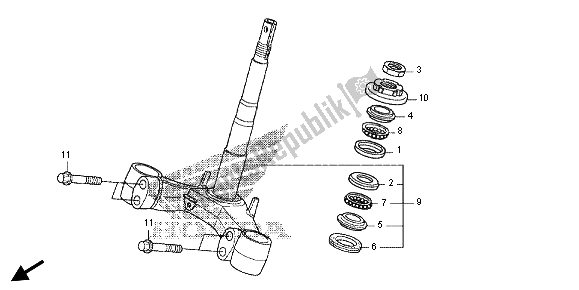 All parts for the Steering Stem of the Honda FES 125A 2012