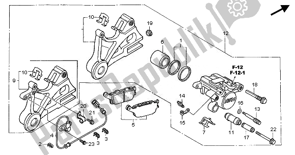 Tutte le parti per il Pinza Freno Posteriore del Honda CBF 500A 2008