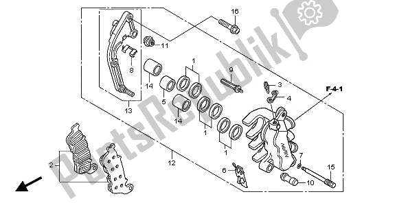 All parts for the Left Front Brake Caliper of the Honda CBF 1000 SA 2010