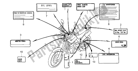 Todas las partes para Etiqueta Catiónica de Honda FX 650 1999