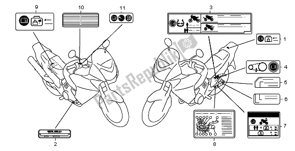 Wszystkie części do Etykieta Ostrzegawcza Honda XL 125V 2010
