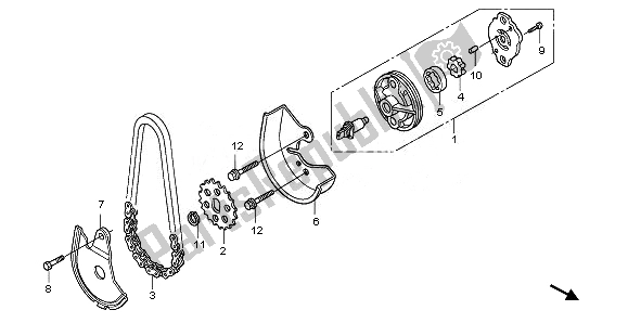 All parts for the Oil Pump of the Honda PES 125 2011