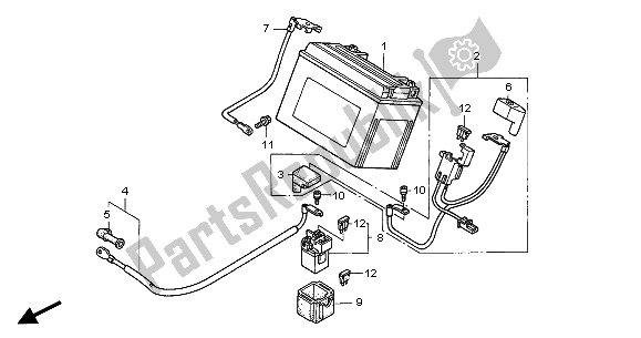 All parts for the Battery of the Honda VFR 800 FI 2001