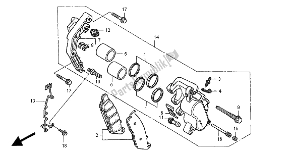 All parts for the Front Brake Caliper of the Honda VT 750C 2000