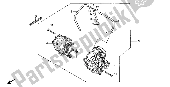 Todas las partes para Carburador (montaje) de Honda NTV 650 1990