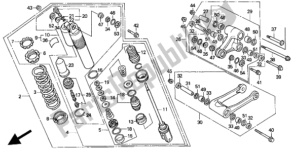 All parts for the Rear Cushion of the Honda CR 500R 2 1993