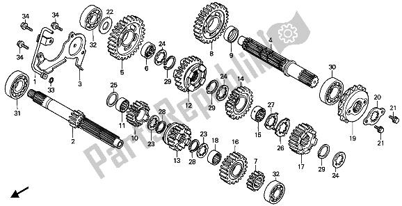 All parts for the Transmission of the Honda XRV 750 Africa Twin 1993