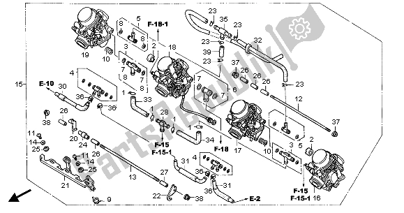 All parts for the Carburetor (assy.) of the Honda CBF 600S 2005
