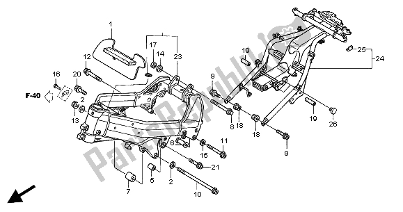 All parts for the Frame Body of the Honda VFR 800 2004