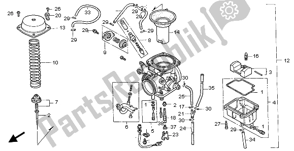 All parts for the Carburator of the Honda NX 650 1996