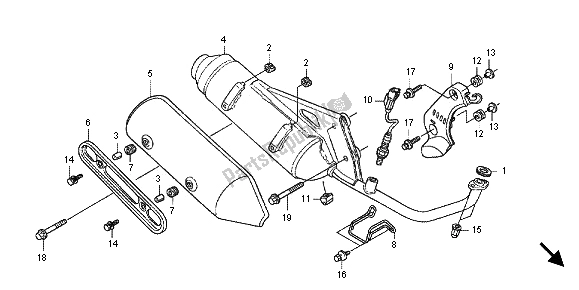 All parts for the Exhaust Muffler of the Honda SH 150 2012