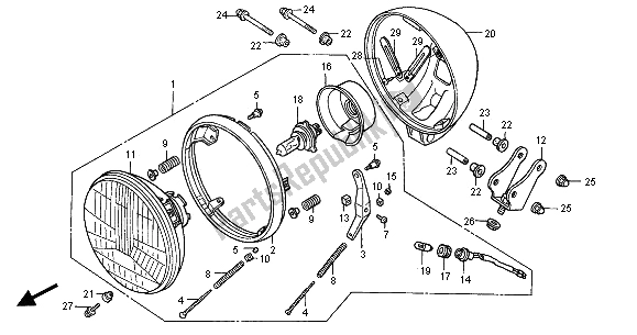 All parts for the Headlight (eu) of the Honda VT 125C2 2000