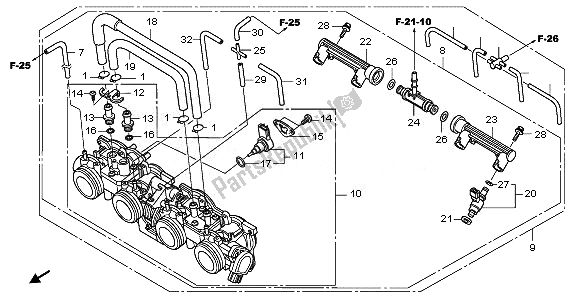 All parts for the Throttle Body of the Honda CBF 1000 FA 2011