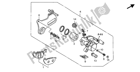 All parts for the Rear Brake Caliper of the Honda XL 125V 80 KMH 2003
