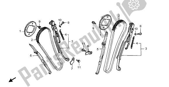 Tutte le parti per il Catena A Camme E Tenditore del Honda VT 600C 1995